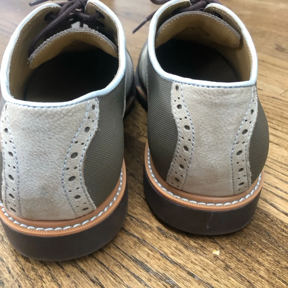 Cole Haan Two-Tone Olive and Light Gray Saddle Oxfords